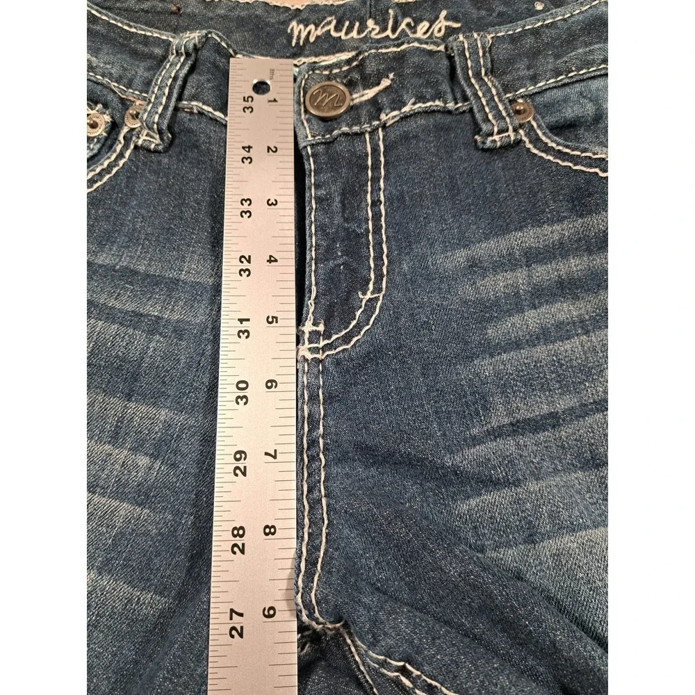 Maurices Womens Bootcut Jeans Medium Wash Contrast Thick Stitch Blue Sz 7/8 REG - Picture 5 of 7